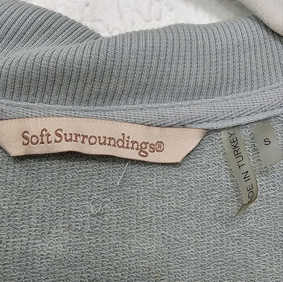 Soft Surroundings Snap Cowl Neck Blue Gray Tunic Length Sweatshirt Size Small - Picture 6 of 7